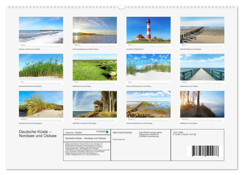 Deutsche Küste - Nordsee und Ostsee (CALVENDO Premium Wandkalender 2024)