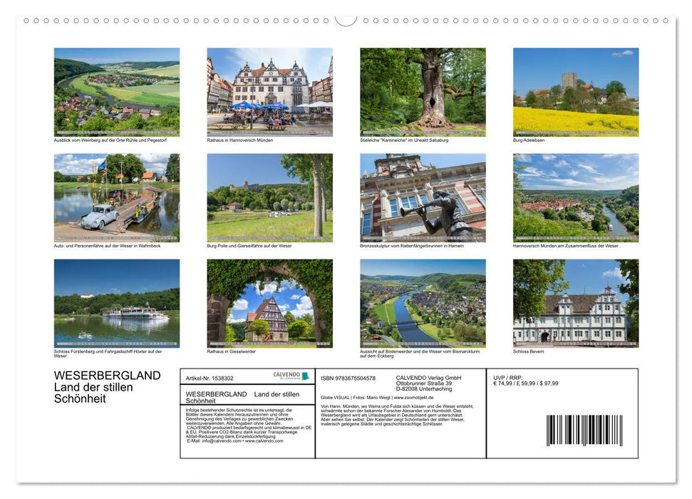 WESERBERGLAND - Land der stillen Schönheit (CALVENDO Premium Wandkalender 2024)