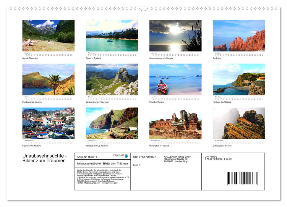 Urlaubssehnsüchte - Bilder zum Träumen (CALVENDO Premium Wandkalender 2024)