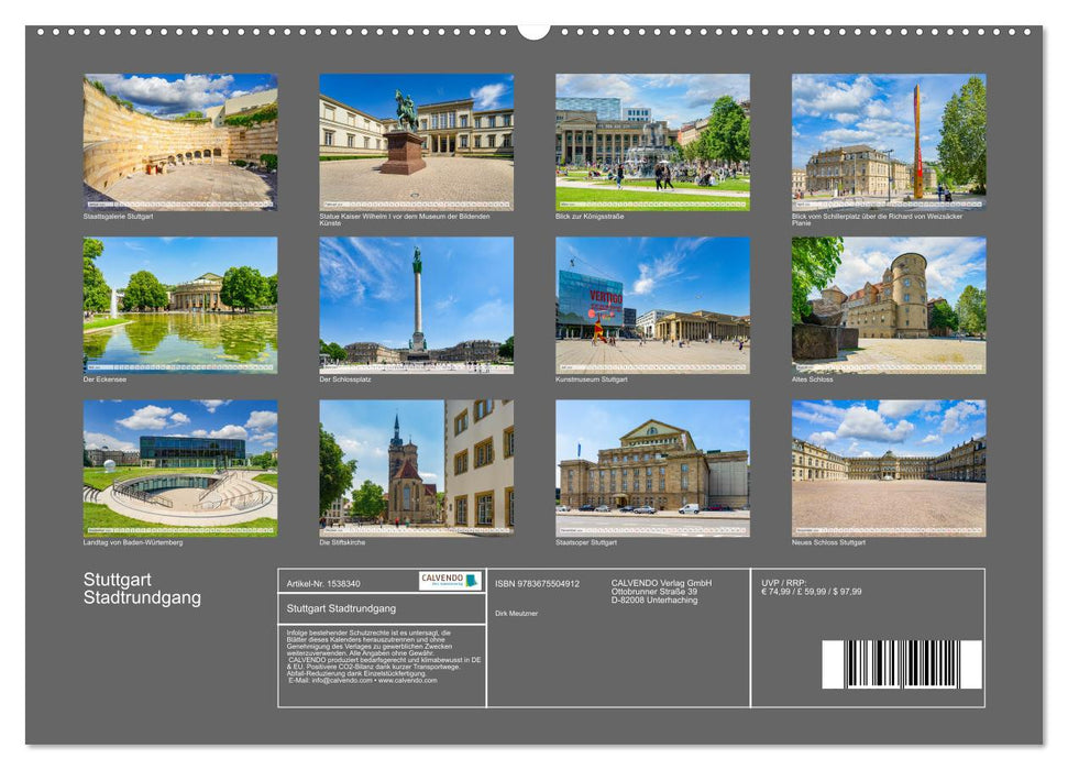 Stuttgart city tour (CALVENDO Premium wall calendar 2024) 