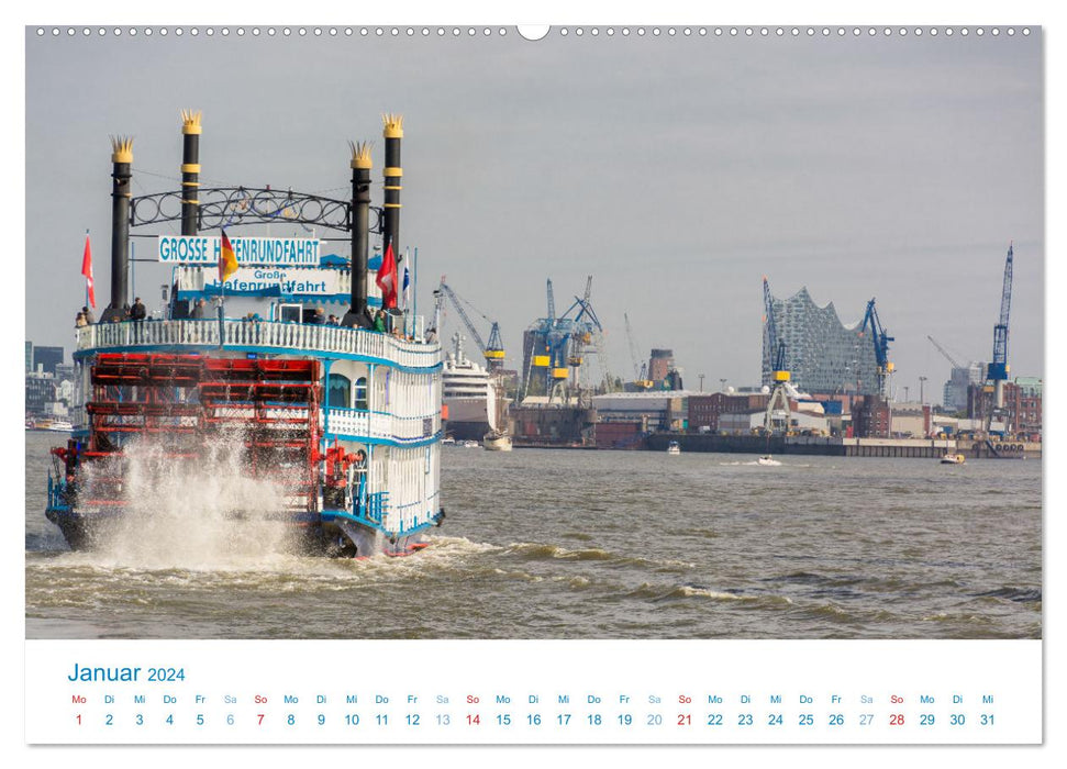 Auf der Elbe unterwegs (CALVENDO Premium Wandkalender 2024)