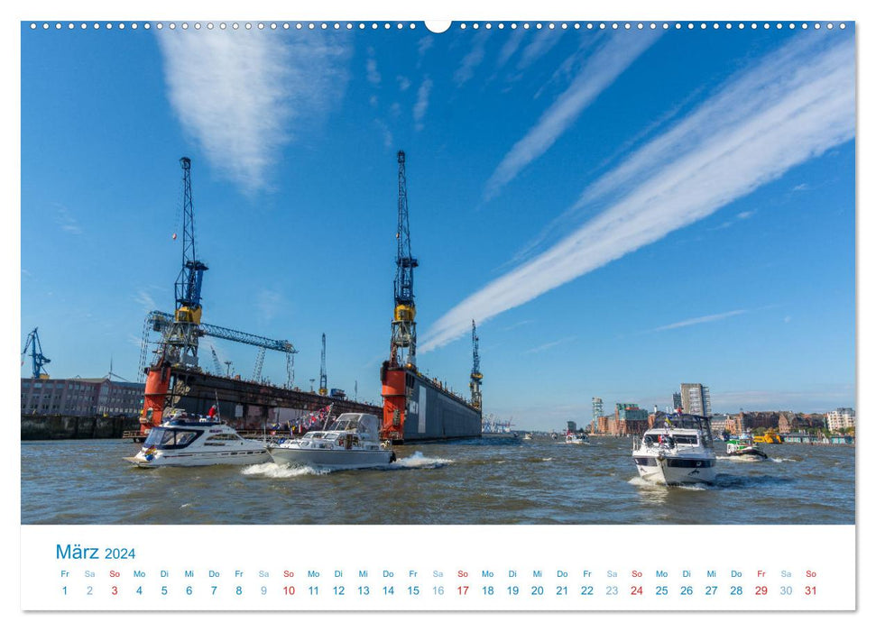 Auf der Elbe unterwegs (CALVENDO Premium Wandkalender 2024)