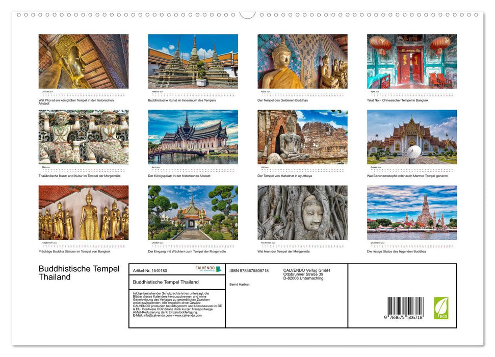 Buddhistische Tempel Thailand (CALVENDO Premium Wandkalender 2024)