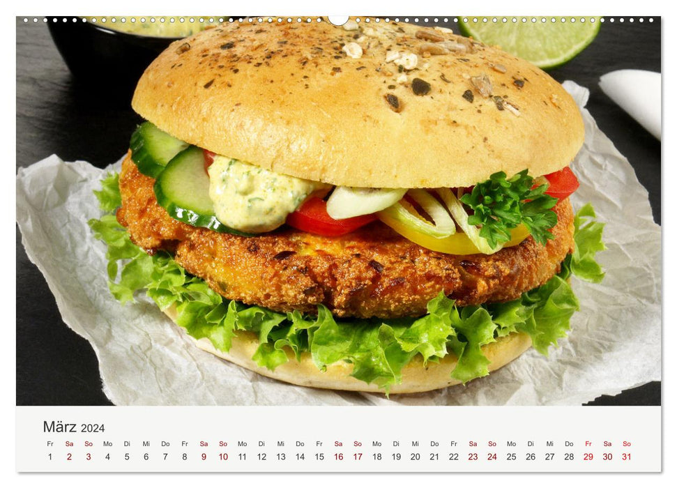 Vegan Food Calendar – Dishes and Snacks (CALVENDO Wall Calendar 2024) 
