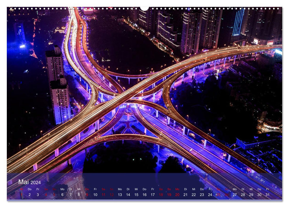Traffic Lights - Großstadtverkehr der schönsten Metropolen von oben (CALVENDO Premium Wandkalender 2024)