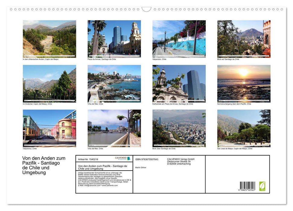 From the Andes to the Pacific - Santiago de Chile and the surrounding area (CALVENDO wall calendar 2024) 