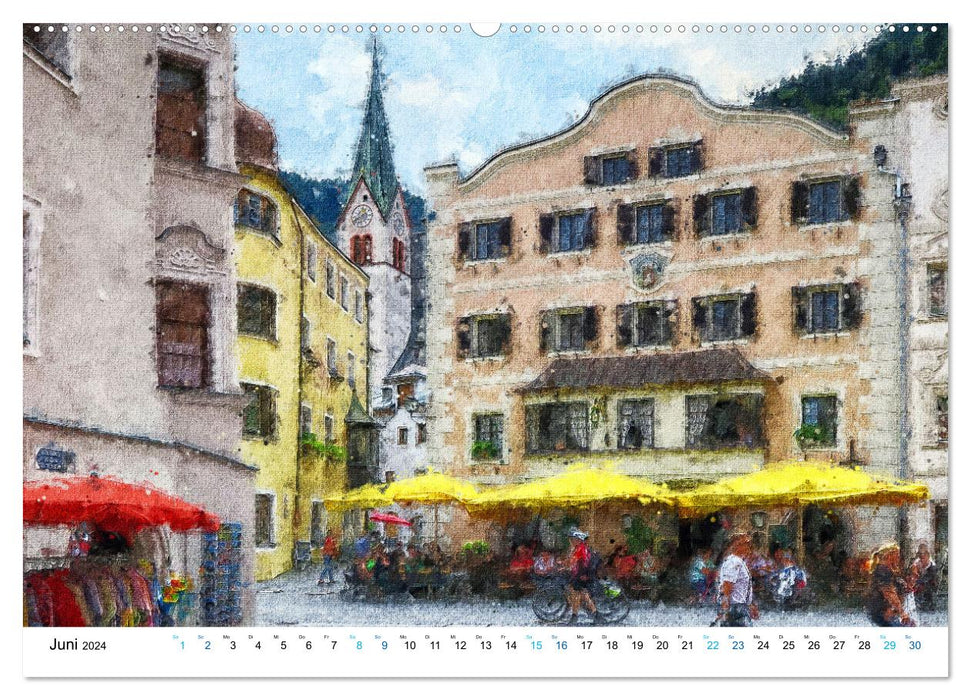 Alpine Bergwelt Tirol - Illustriert in den schönsten Farben (CALVENDO Wandkalender 2024)