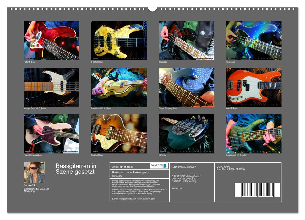Guitares basses mises en scène (Calendrier mural CALVENDO Premium 2024) 
