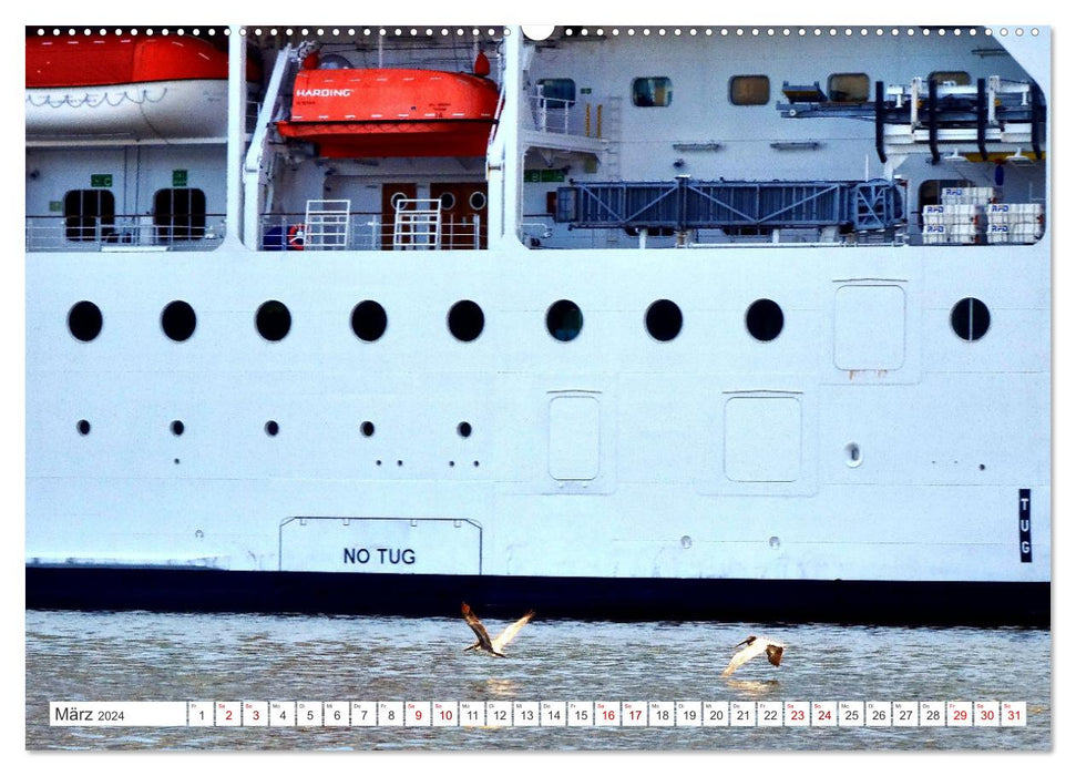 TRAUMZIEL KUBA - Kreuzfahrtschiffe in Havanna (CALVENDO Wandkalender 2024)