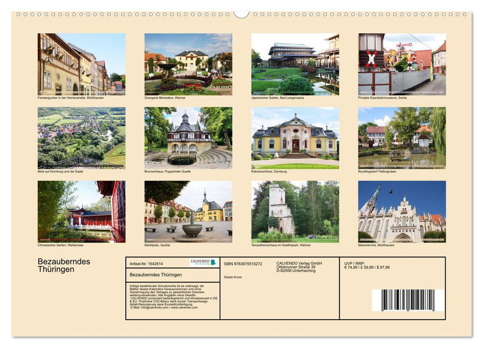 Thuringe enchanteresse (Calendrier mural CALVENDO Premium 2024) 