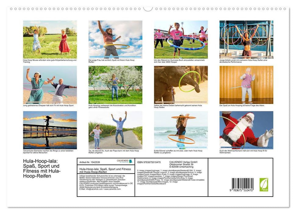 Hula-Hoop-lala : plaisir, sport et remise en forme avec les cerceaux (Calendrier mural CALVENDO Premium 2024) 