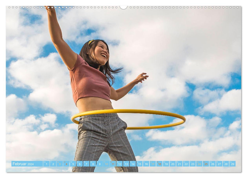 Hula-Hoop-lala : plaisir, sport et remise en forme avec les cerceaux (Calendrier mural CALVENDO Premium 2024) 