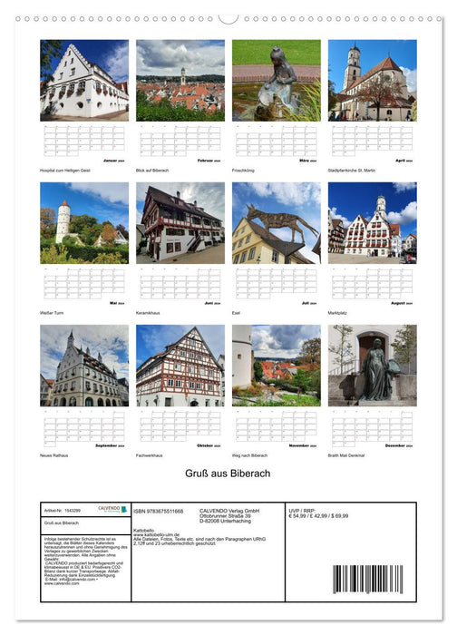 Salutations de Biberach (Calendrier mural CALVENDO 2024) 