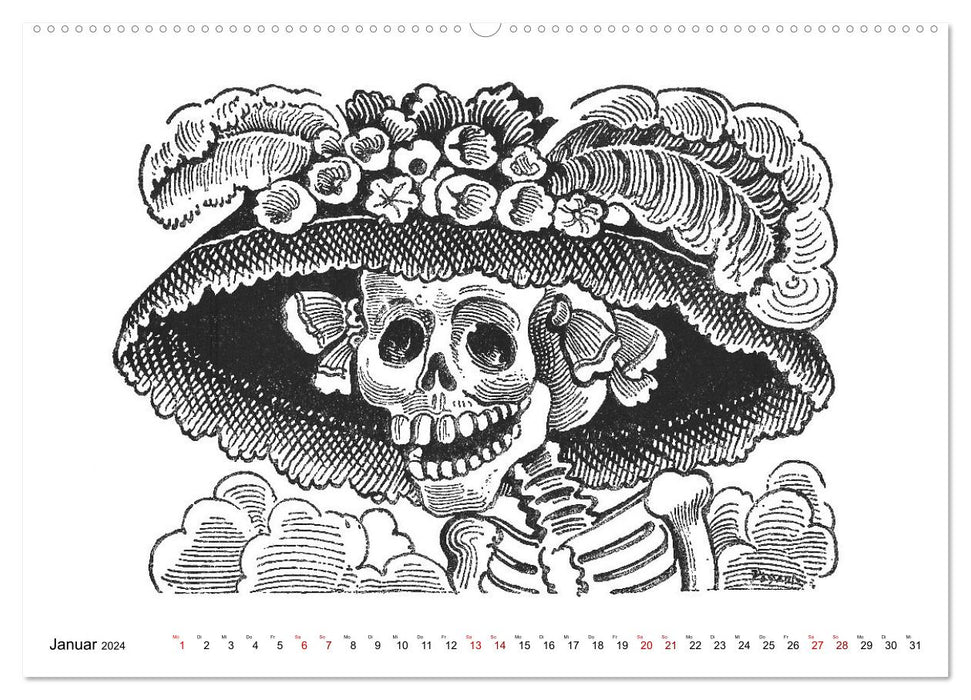 Calaveras - Totenköpfe und Skelette (CALVENDO Premium Wandkalender 2024)