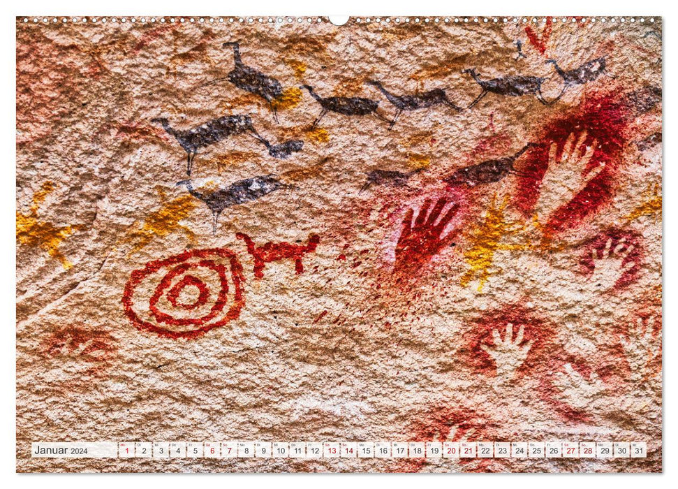 Message aux dieux - peintures rupestres, gravures rupestres et images à gratter en Amérique du Sud (calendrier mural CALVENDO 2024) 