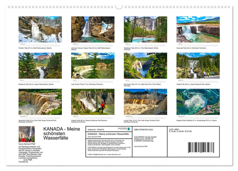 KANADA - Meine schönsten Wasserfälle (CALVENDO Premium Wandkalender 2024)