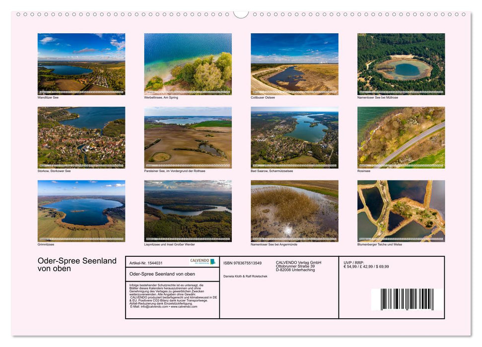 Oder-Spree Seenland von oben (CALVENDO Wandkalender 2024)