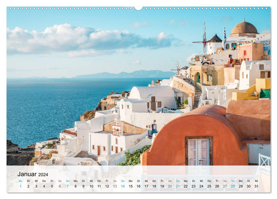 Santorini - Die malerische Kykladeninsel (CALVENDO Wandkalender 2024)
