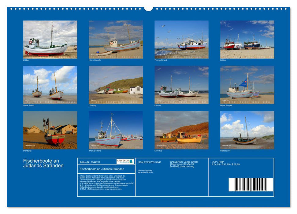 Fischerboote an Jütlands Stränden (CALVENDO Wandkalender 2024)