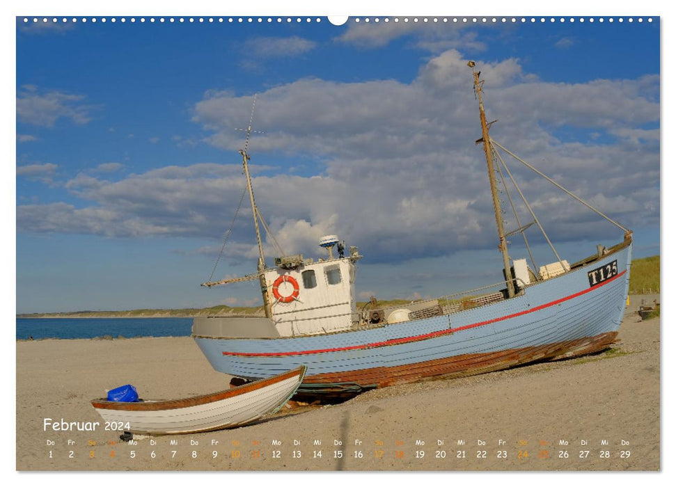 Fischerboote an Jütlands Stränden (CALVENDO Wandkalender 2024)