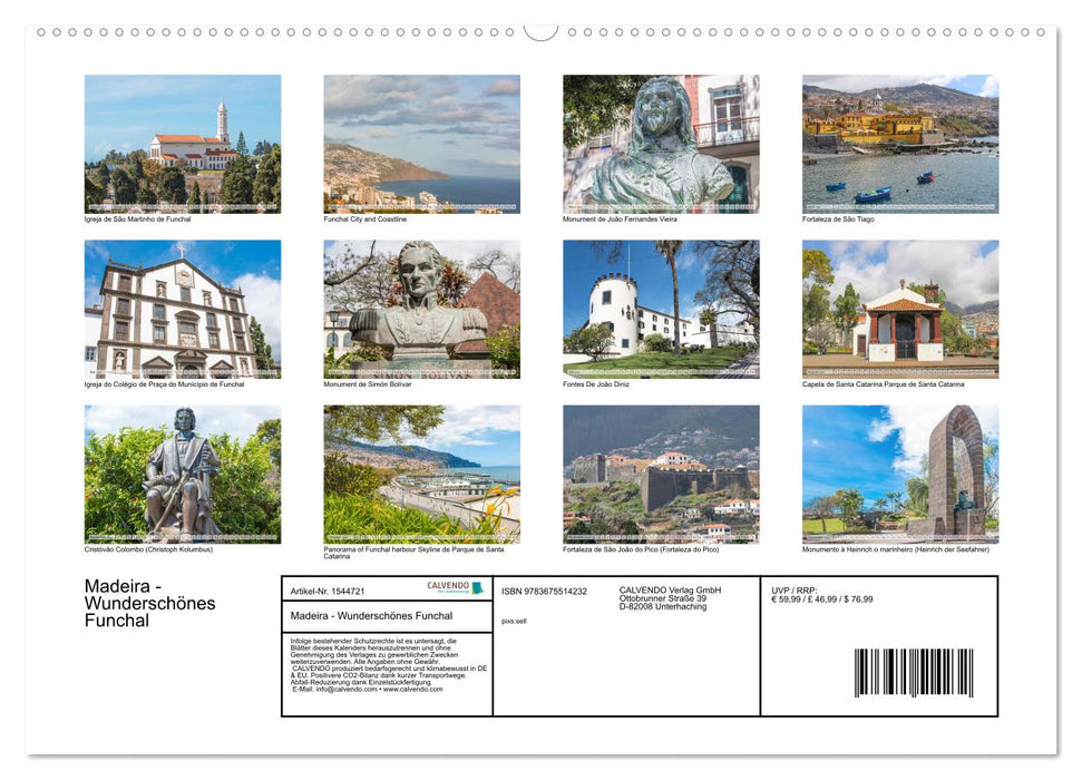 Madeira - Wunderschönes Funchal (CALVENDO Wandkalender 2024)