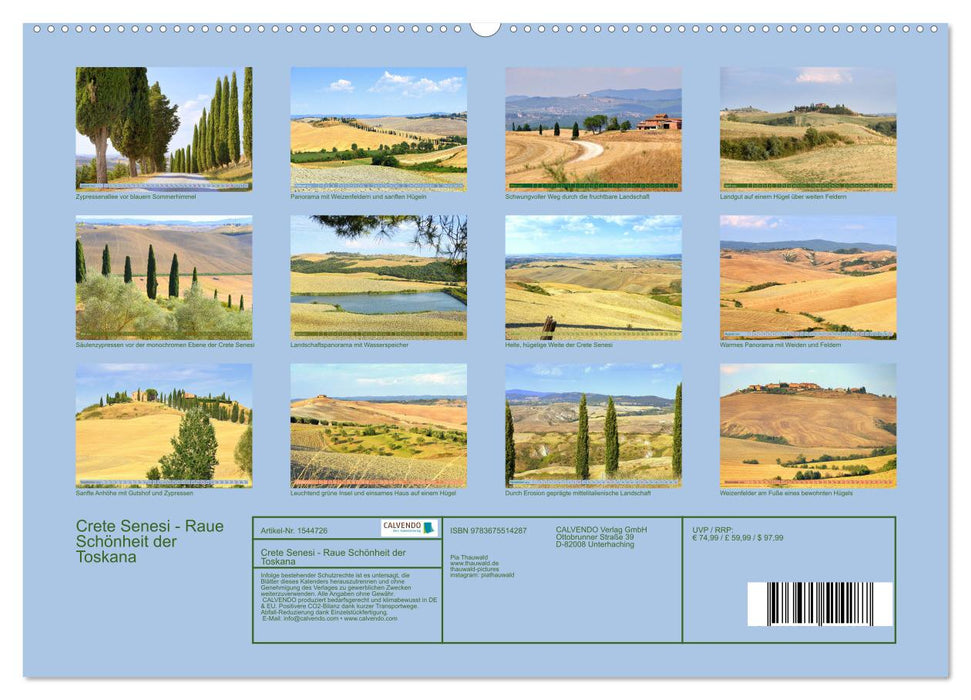 Crete Senesi - Raue Schönheit der Toskana (CALVENDO Premium Wandkalender 2024)