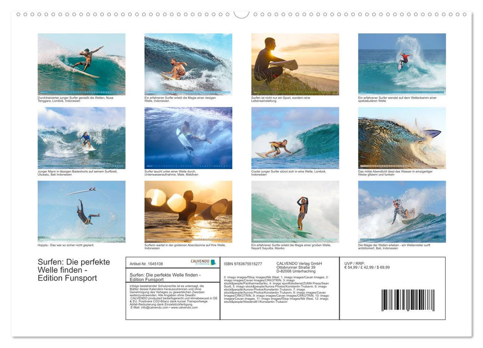 Surf : Trouver la vague parfaite - Edition Funsport (Calendrier mural CALVENDO 2024) 