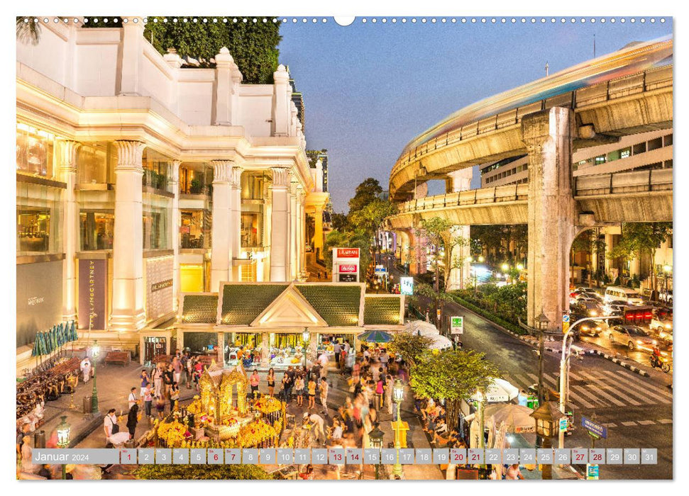 BANGKOK Capitale de la Thaïlande (Calvendo Premium Wall Calendar 2024) 