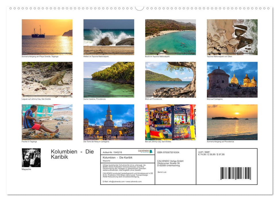 Kolumbien - Die Karibik (CALVENDO Premium Wandkalender 2024)