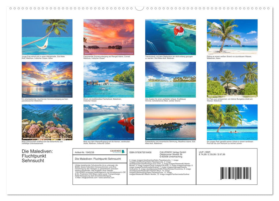 Die Malediven: Fluchtpunkt Sehnsucht (CALVENDO Premium Wandkalender 2024)