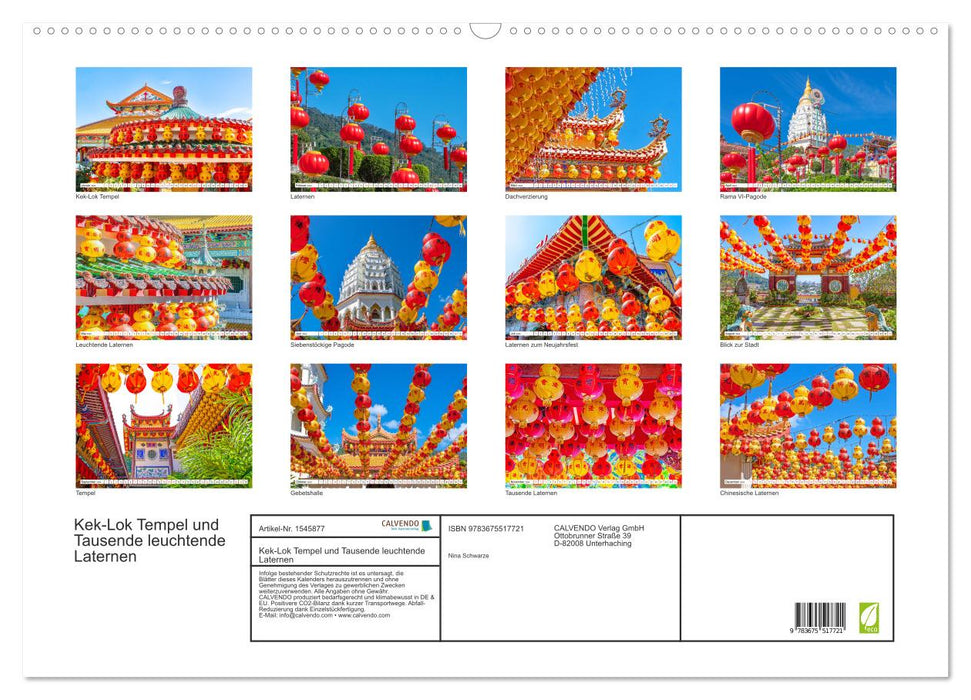 Kek-Lok Tempel und Tausende leuchtende Laternen (CALVENDO Wandkalender 2024)