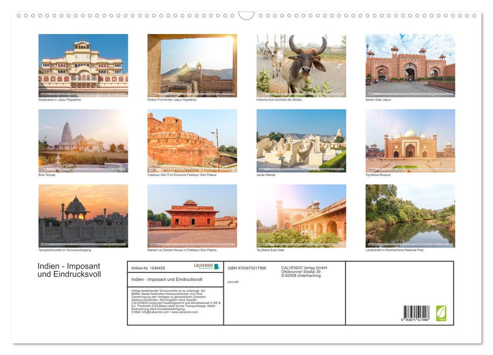 India - Imposing and Impressive (CALVENDO Wall Calendar 2024) 