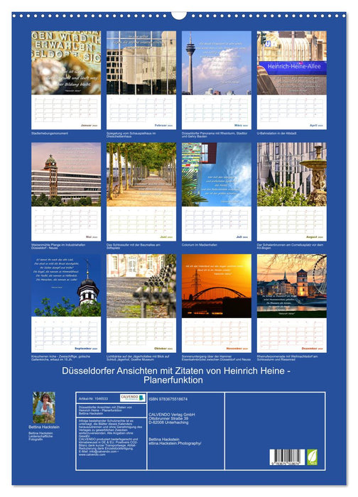 Views of Düsseldorf with quotes from Heinrich Heine - planner function (CALVENDO wall calendar 2024) 