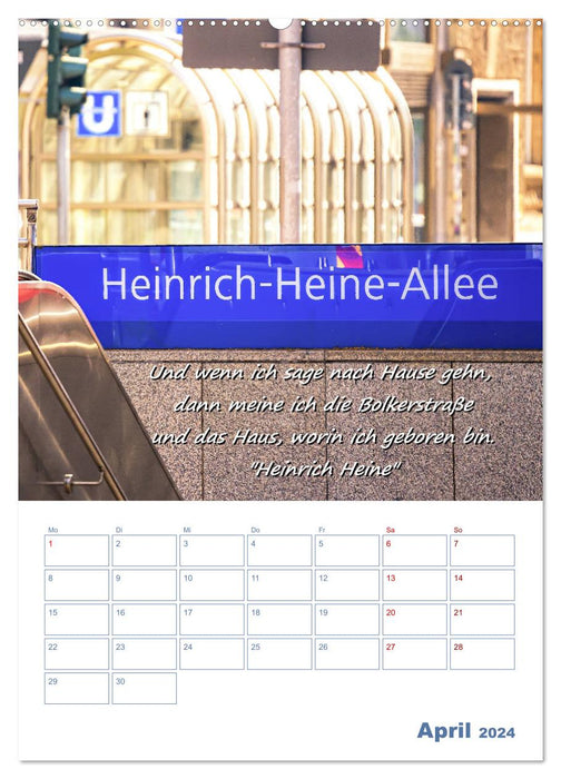 Views of Düsseldorf with quotes from Heinrich Heine - planner function (CALVENDO wall calendar 2024) 