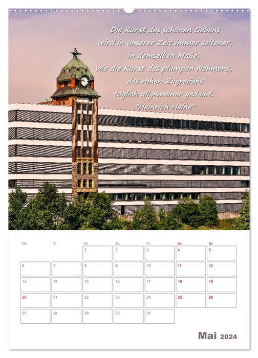 Düsseldorfer Ansichten mit Zitaten von Heinrich Heine - Planerfunktion (CALVENDO Wandkalender 2024)