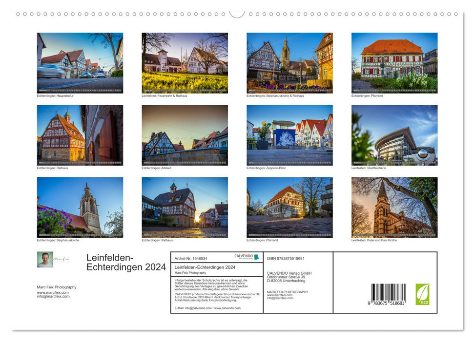 Impressionen aus Leinfelden-Echterdingen 2024 (CALVENDO Premium Wandkalender 2024)
