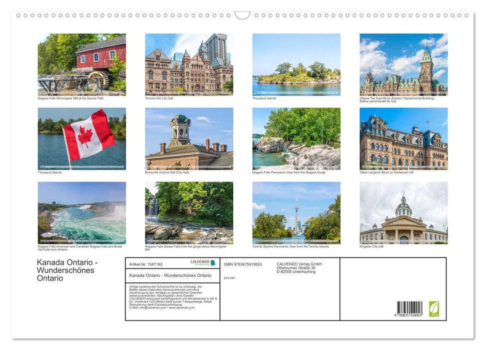 Kanada Ontario - Wunderschönes Ontario (CALVENDO Wandkalender 2024)