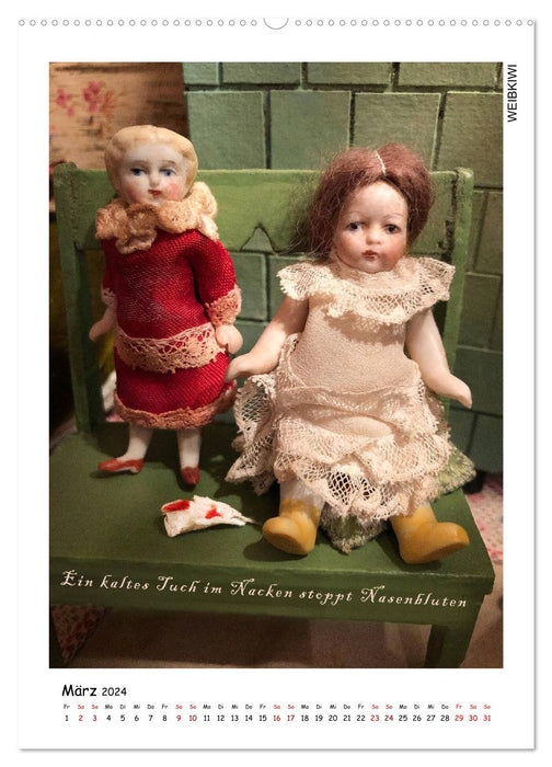 Alte Hausmittel - präsentiert von alten Puppen (CALVENDO Premium Wandkalender 2024)