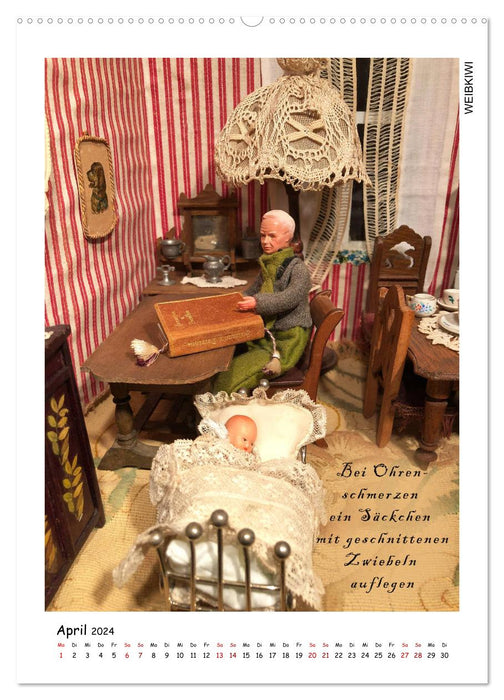 Old home remedies - presented by old dolls (CALVENDO Premium Wall Calendar 2024) 