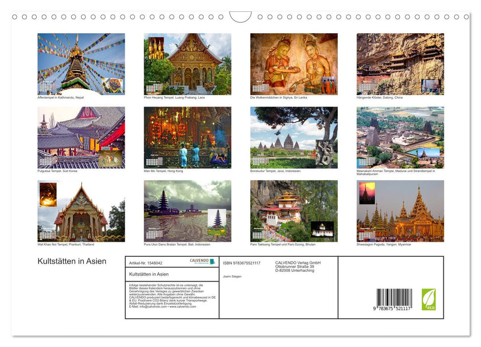 Kultstätten in Asien (CALVENDO Wandkalender 2024)