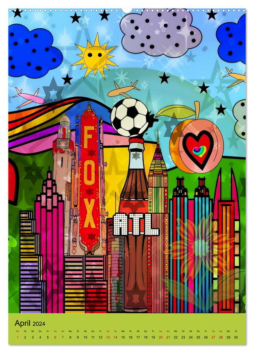 United States Pop Art von Nico Bielow (CALVENDO Premium Wandkalender 2024)