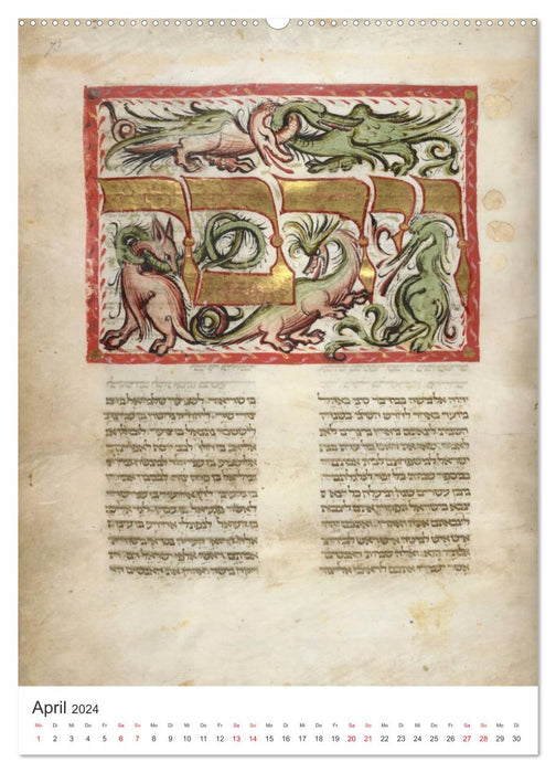 Hebräische Illuminationen und Manuskripte (CALVENDO Wandkalender 2024)