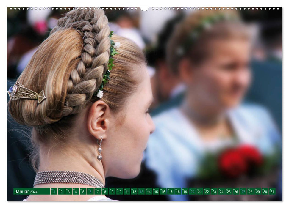 Trachtenzöpfe - Bayerische Haarkunst - kunstvoll geflochten (CALVENDO Wandkalender 2024)