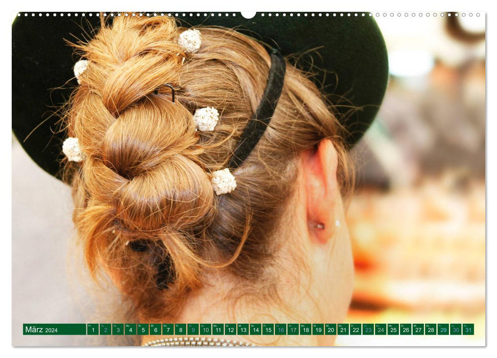 Trachtenzöpfe - Bayerische Haarkunst - kunstvoll geflochten (CALVENDO Wandkalender 2024)