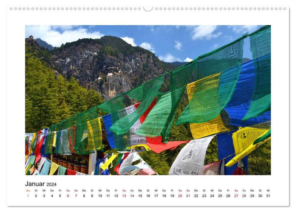 Bhoutan – Montagnes, bouddhisme et bonheur national brut (Calendrier mural CALVENDO 2024) 
