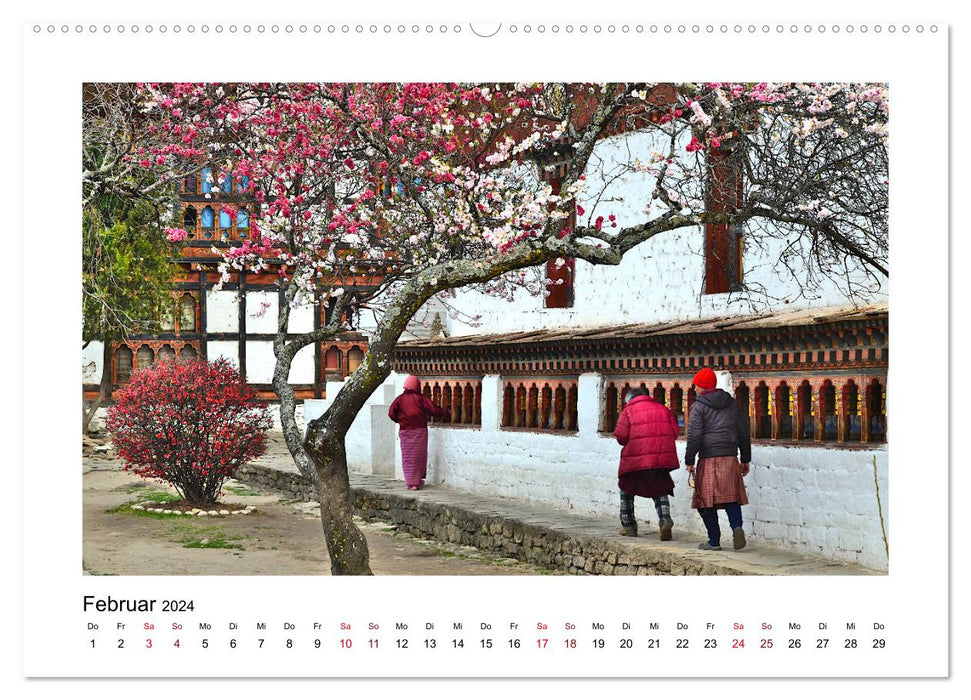 Bhutan – Berge, Buddhismus & Bruttonationalglück (CALVENDO Wandkalender 2024)