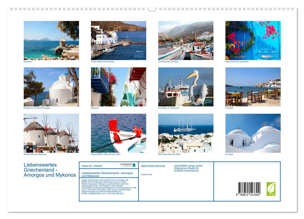 Liebenswertes Griechenland Amorgos und Mykonos (CALVENDO Premium Wandkalender 2024)