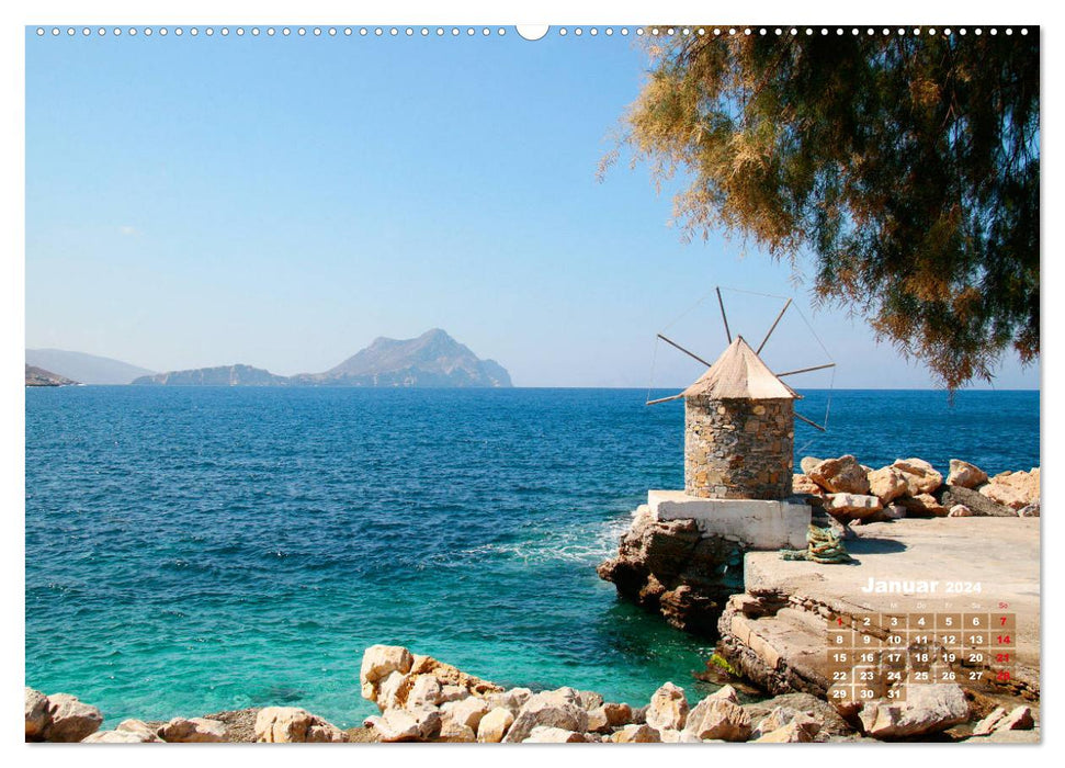 Liebenswertes Griechenland Amorgos und Mykonos (CALVENDO Premium Wandkalender 2024)
