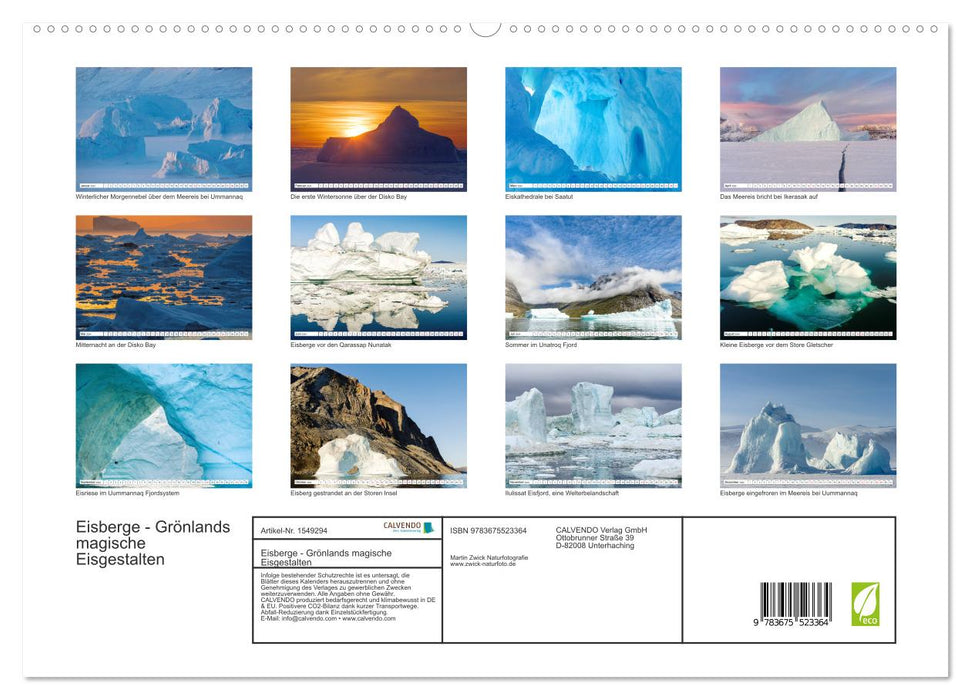Eisberge - Grönlands magische Eisgestalten (CALVENDO Premium Wandkalender 2024)