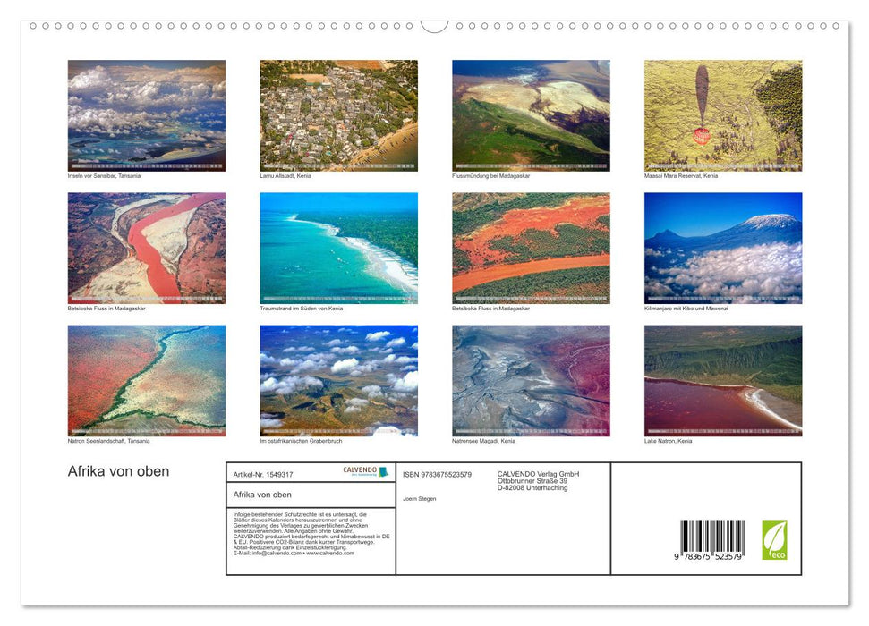 L'Afrique vue d'en haut (Calvendo Premium Wall Calendar 2024) 